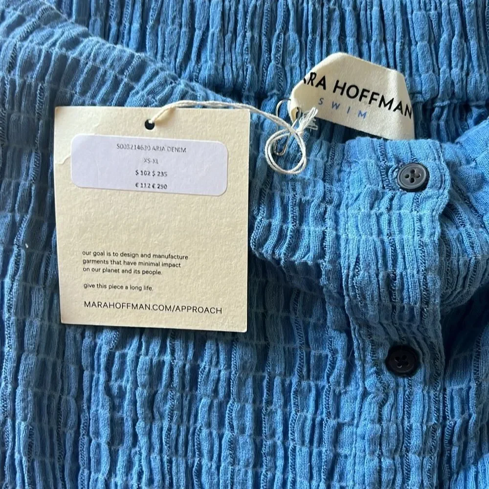 NWT - XS - MARA HOFFMAN - ARIA skirt blue cotton holiday beach cover up cruise - Picture 4 of 5